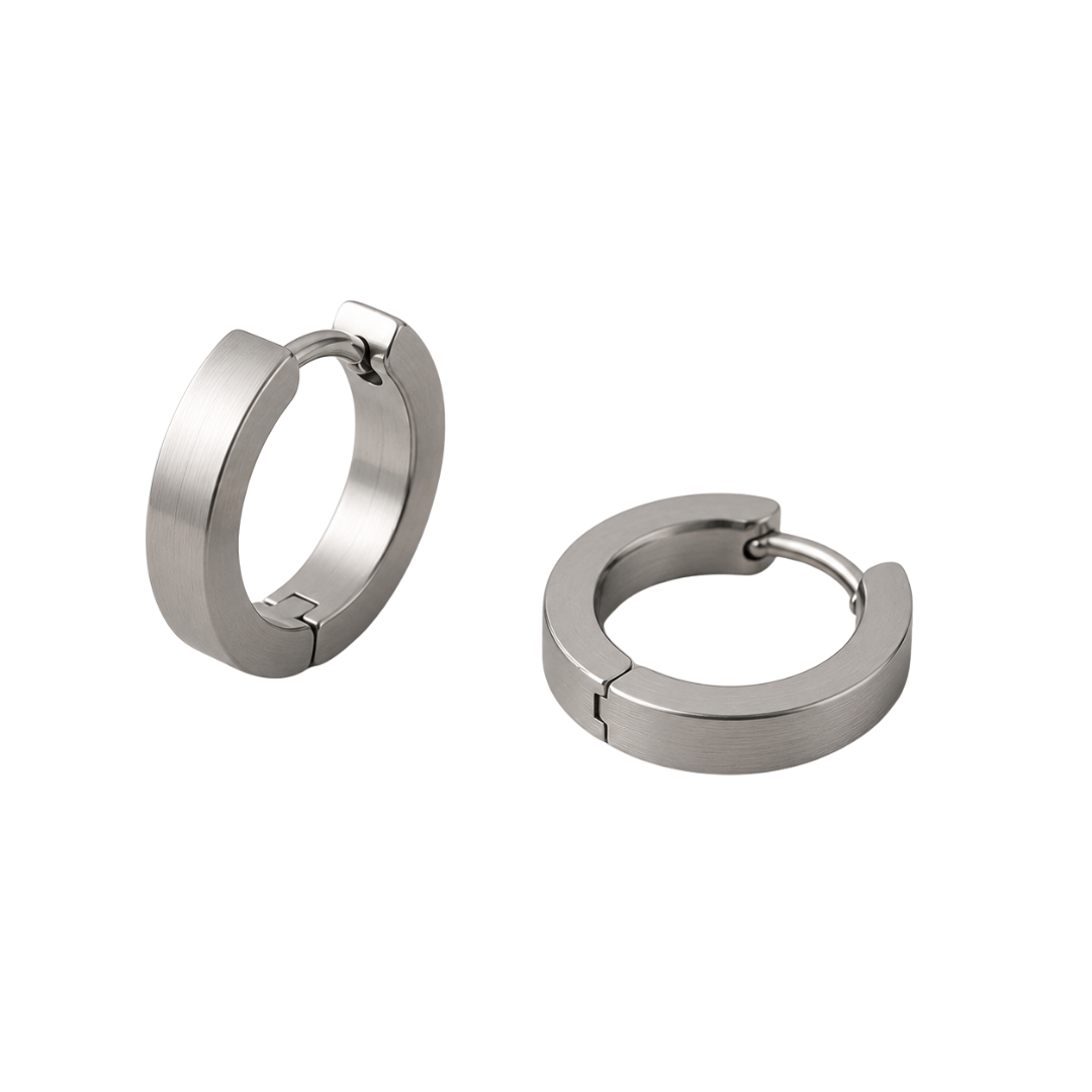 Brushed Stainless Steel Hoop Earrings – Silver | KIIHGOUB