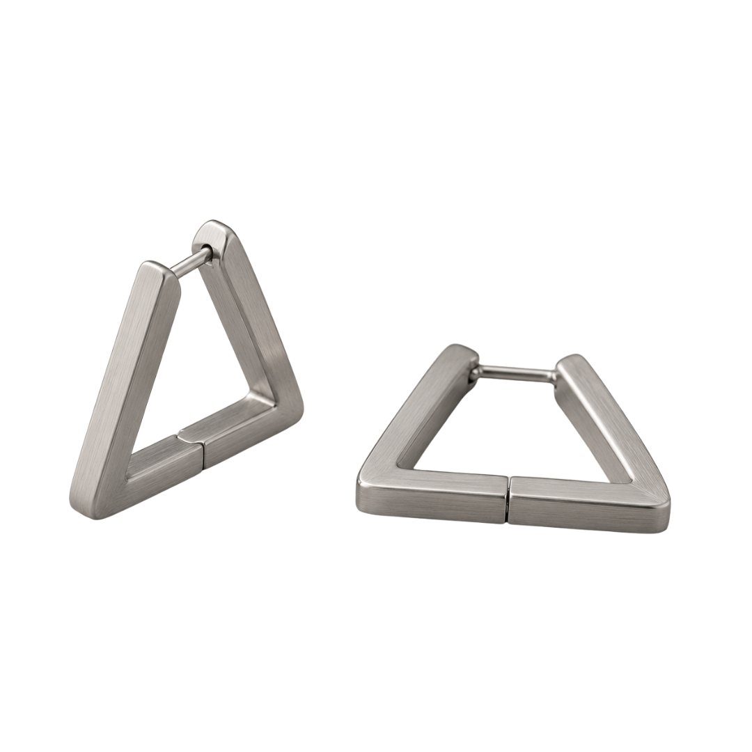 Brushed Stainless Steel Triangle Earrings – Silver | KIIHGOUB