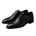 Polished Leather Cap-Toe Derby Shoes – Black | KIIHGOUB