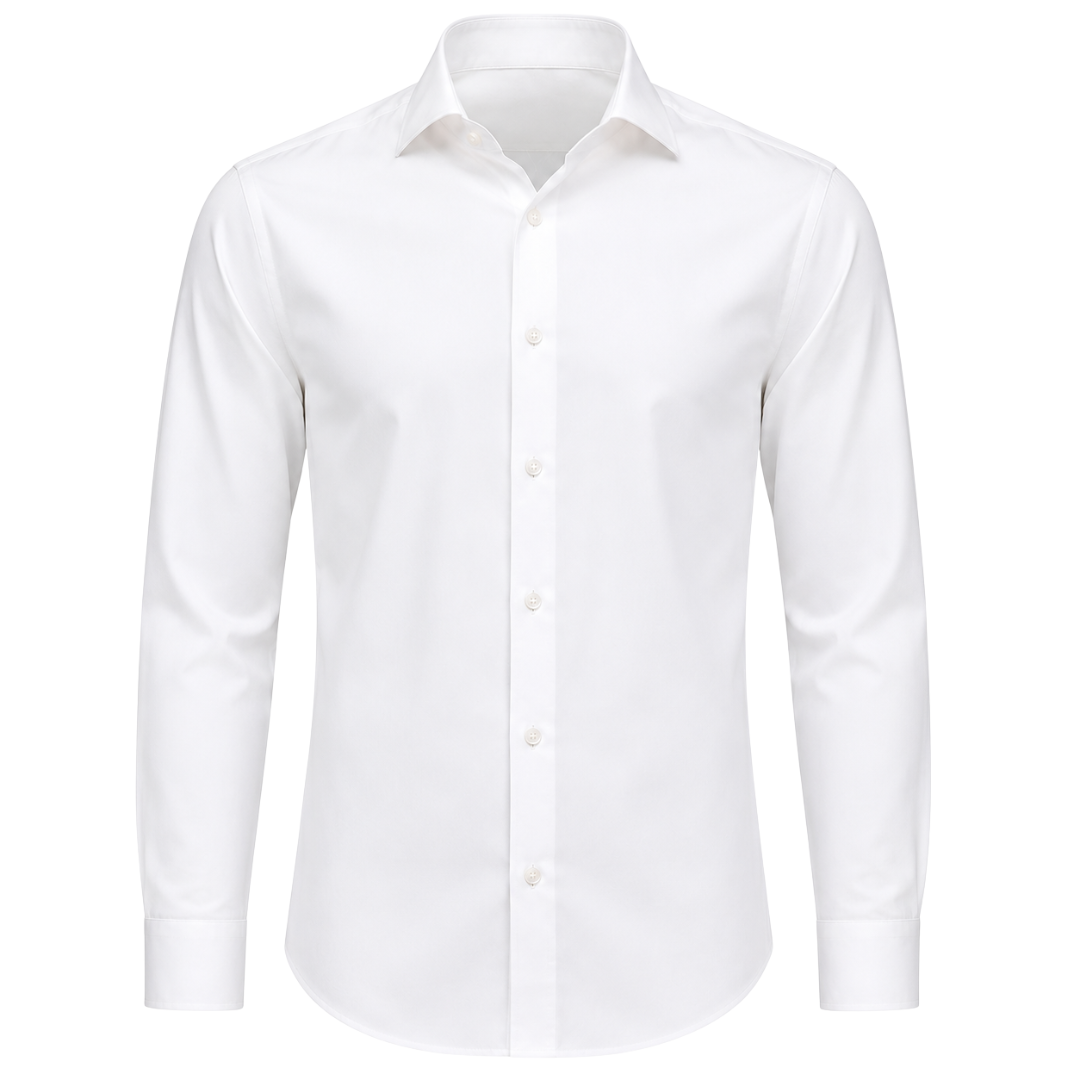 Premium Tailored Cotton Dress Shirt – White | KIIHGOUB