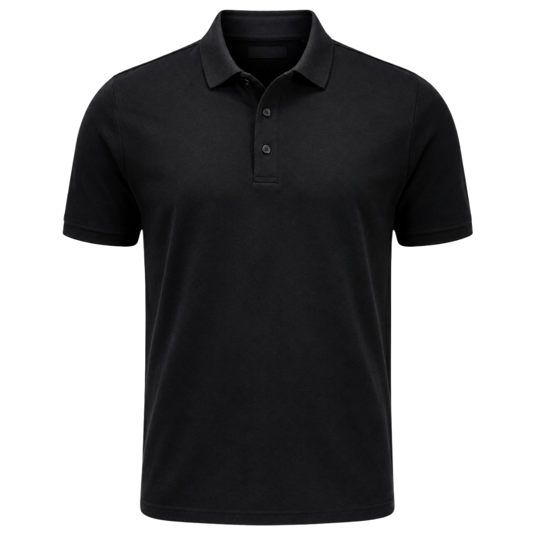 Premium Piqué Cotton Polo Shirt – Black | KIIHGOUB