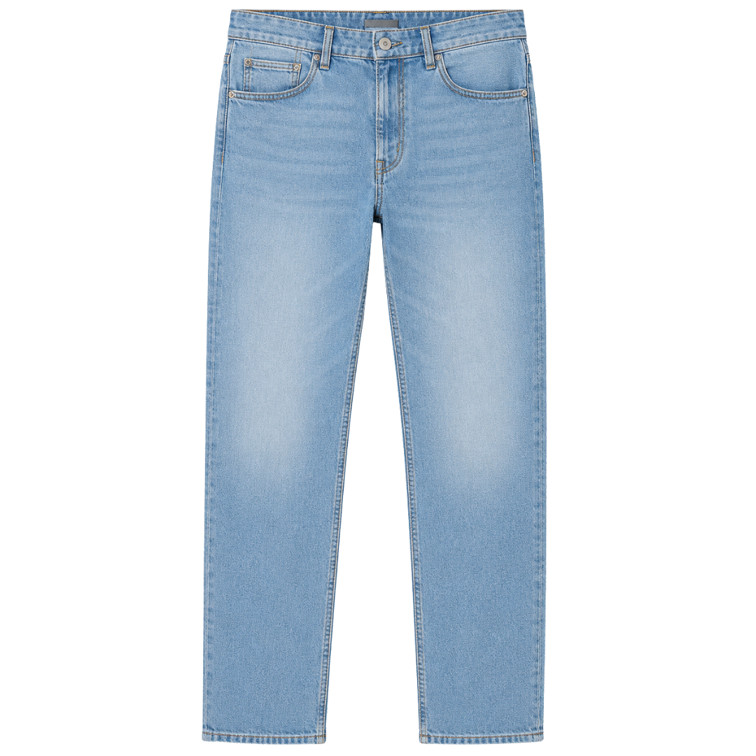 Premium Straight-Fit Denim Jeans – Light Blue | KIIHGOUB