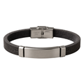 Suede & Brushed Stainless Steel Bracelet – Charcoal | KIIHGOUB